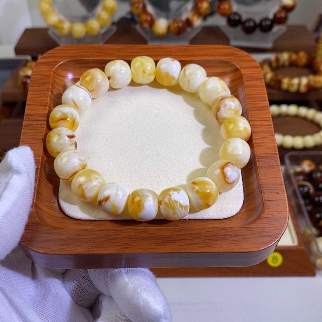 蜜蜡未镶嵌手串天然沁色蜜蜡老型手串12mm