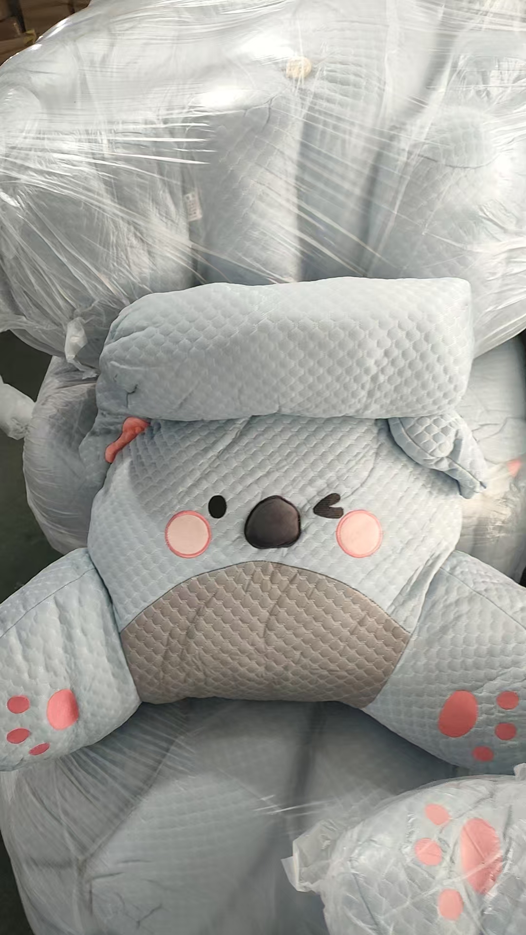 蓝色考拉熊可拆卸冰豆豆超大靠背坐垫腰靠发1个