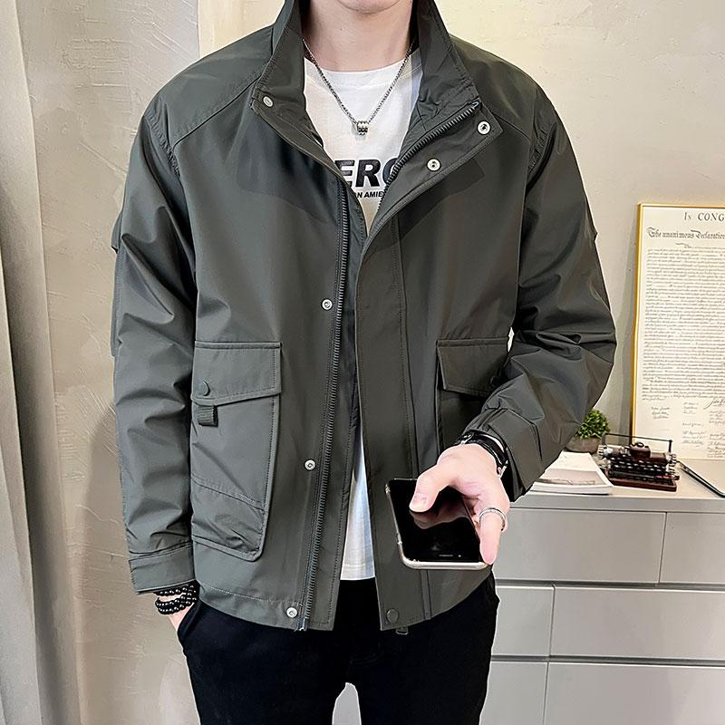 男士外套2024新款爆款春秋季高端休闲工装夹克潮牌立领春装冲锋衣