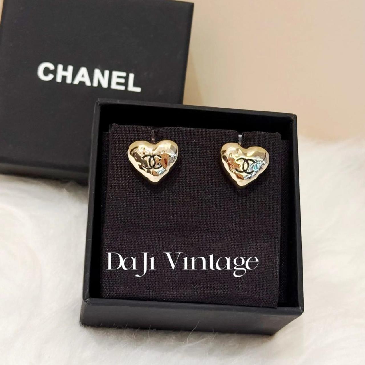 99新 Chanel/香奈儿 大吉中古/Chanel香奈儿金色爱心双c耳钉