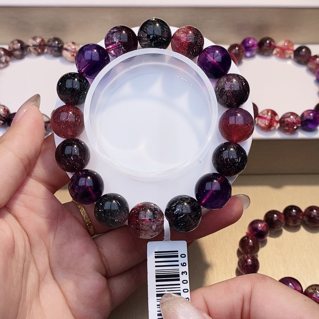 水晶手链未镶嵌黑加侖超七13+