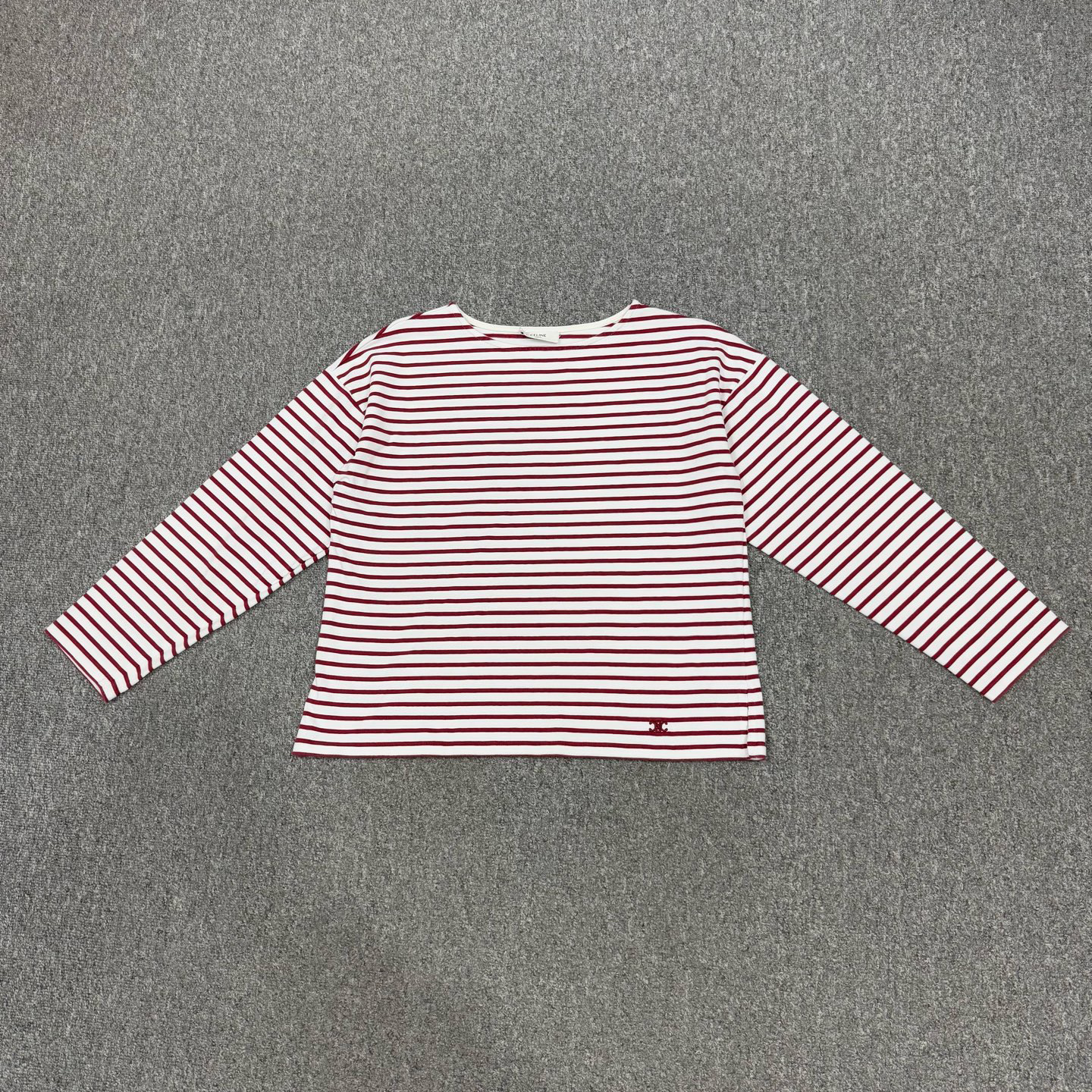 99新 Celine/思琳 18340734 nz赛琳白红条纹刺绣logo长袖 S码99新
