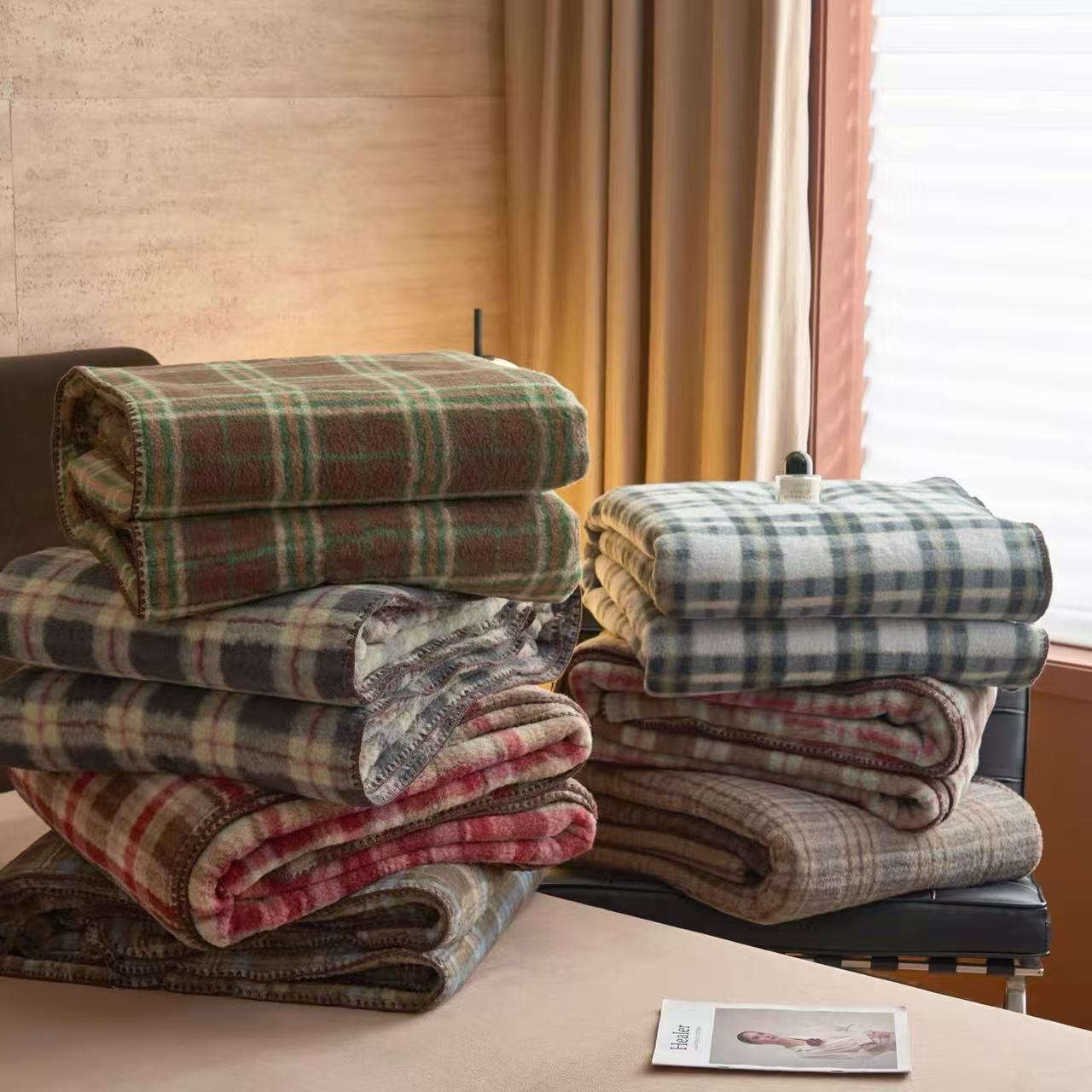 【威尔士亲格】休闲毯双面加厚简约毛毯被200*180