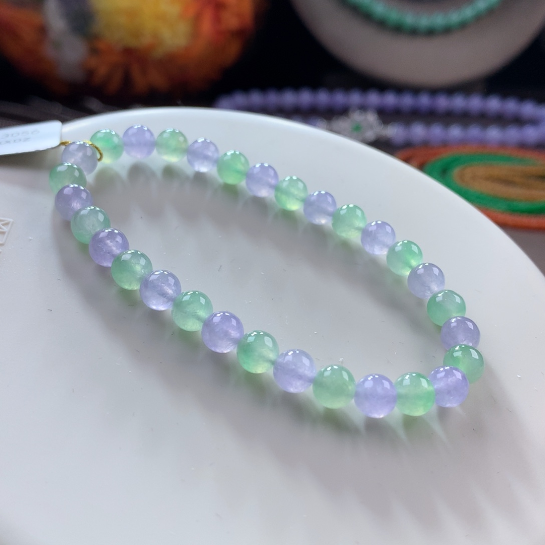 翡翠手链未镶嵌冰种仙气春彩手串