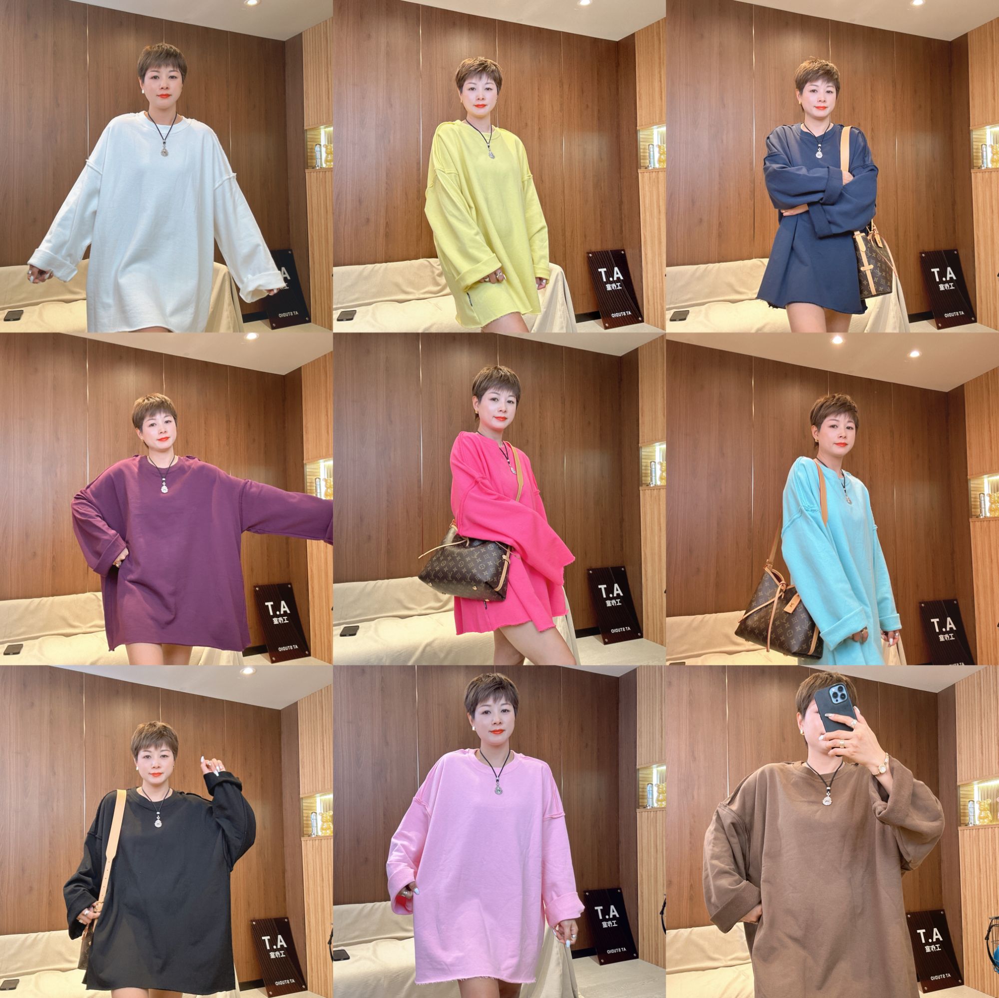 【丽姐制定】宽松型插肩袖厚款慵懒风套头圆领卫衣秋季潮流长袖休闲