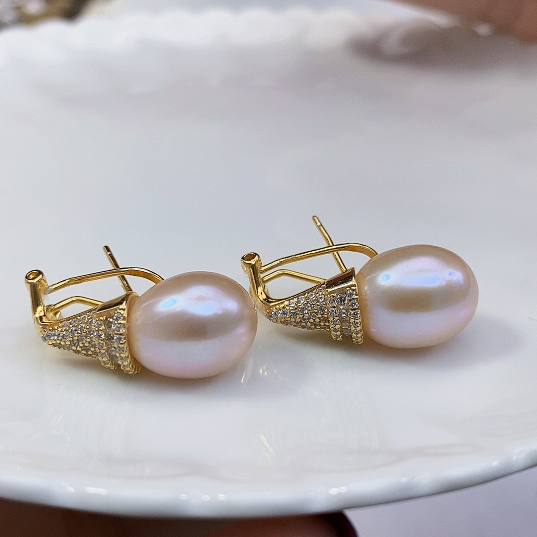 淡水珍珠特价不退不换极光耳饰11mm未镶嵌