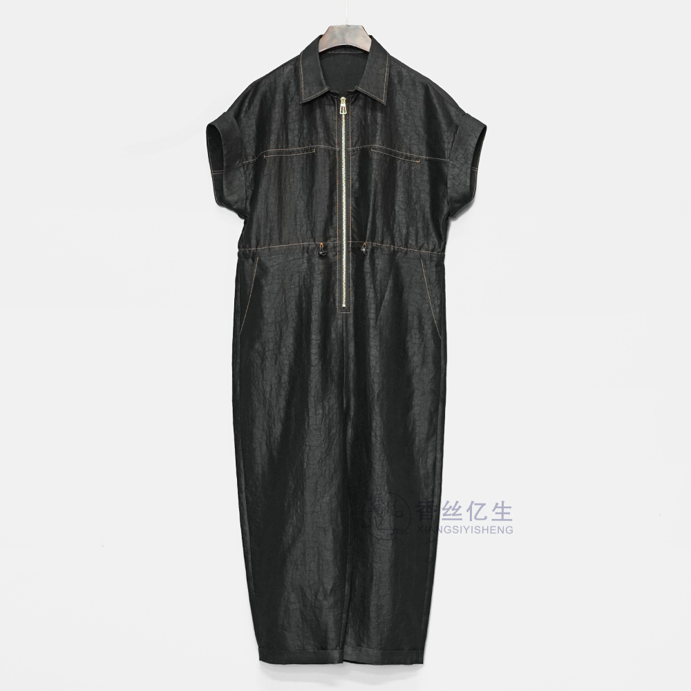 太空行！香云纱新款夏季裤子百搭时尚女士显高休闲黑色连体裤X3121