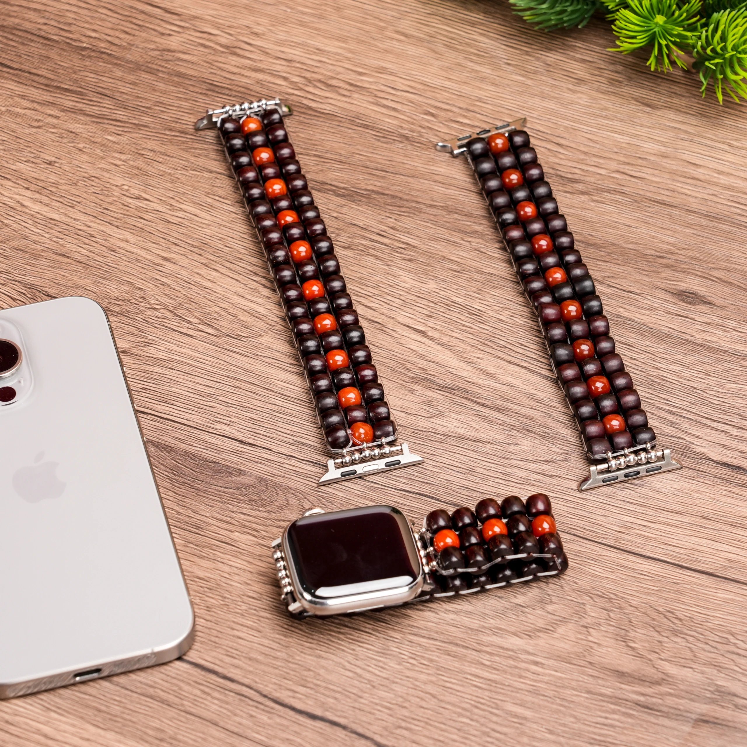 檀锦阁TJX【以礼相待】洪福齐天苹果手表带-小叶紫檀-gz0072-1