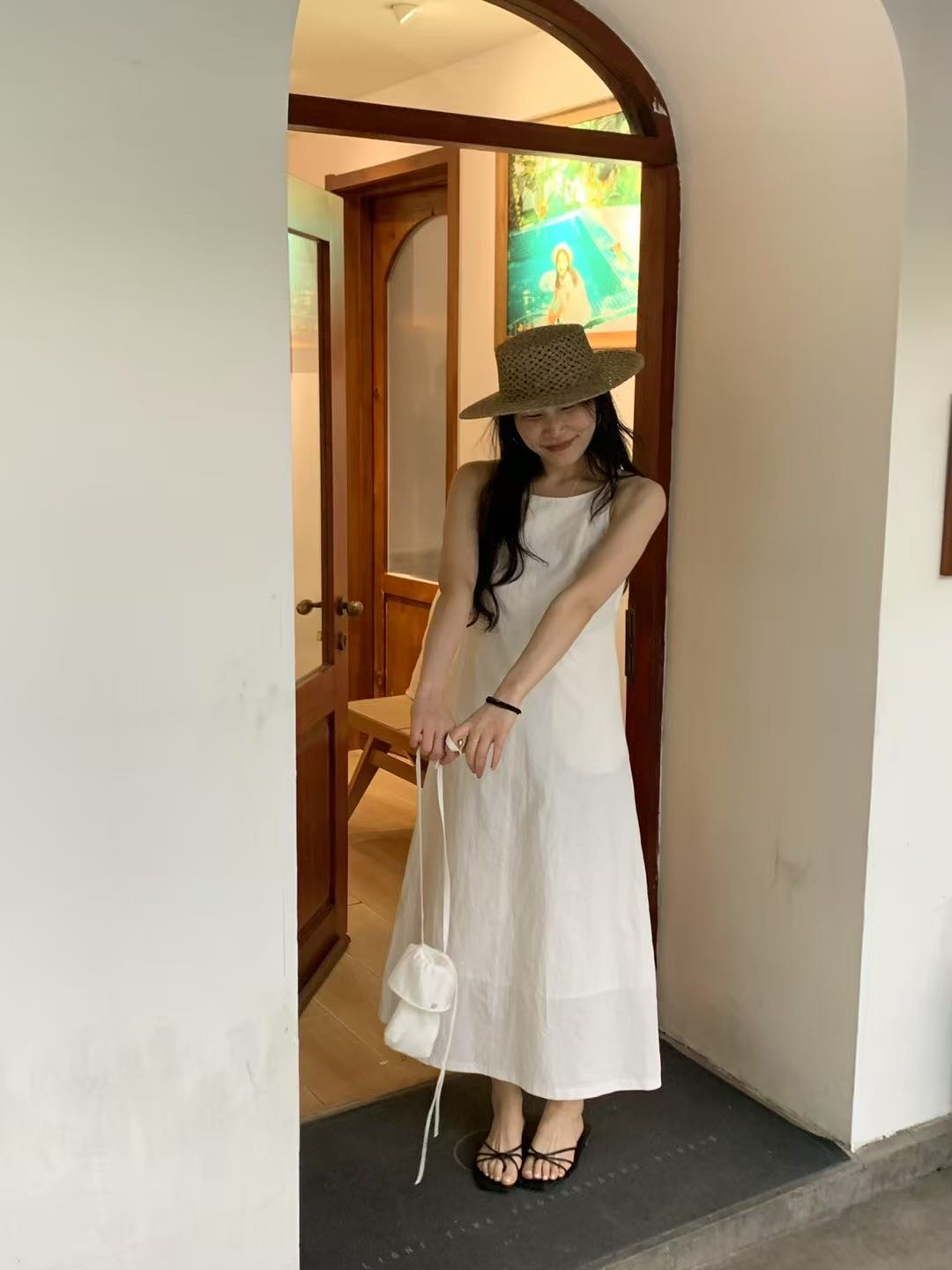 恩熙·夏季新款韩系小肩带无袖连衣裙8553