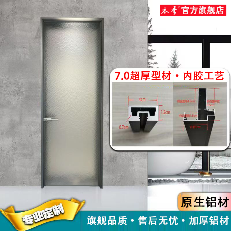 极窄平开门超白长虹玻璃门极窄卫生间门厕所门厨房门钛镁合金