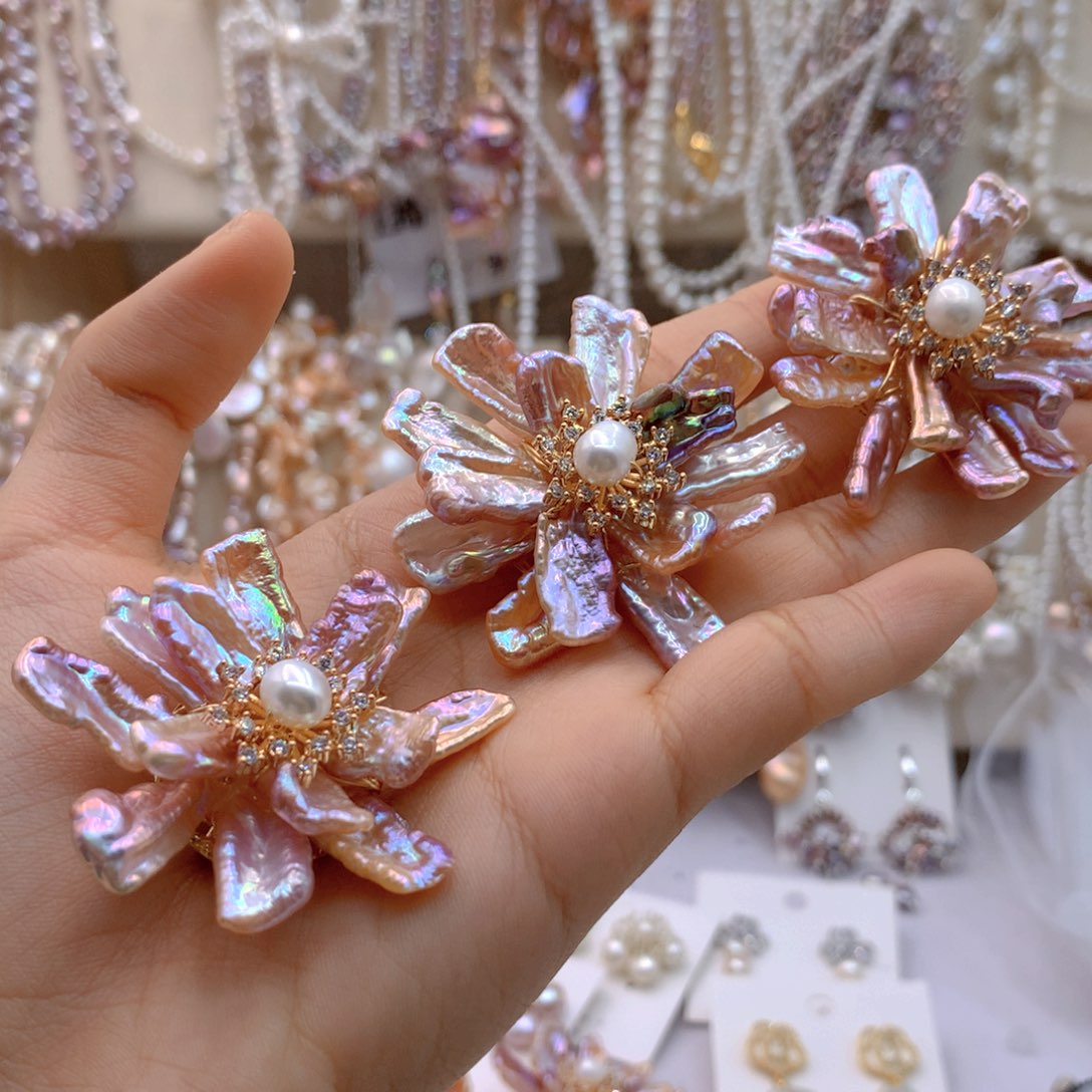 淡水珍珠耳饰银S925镶嵌