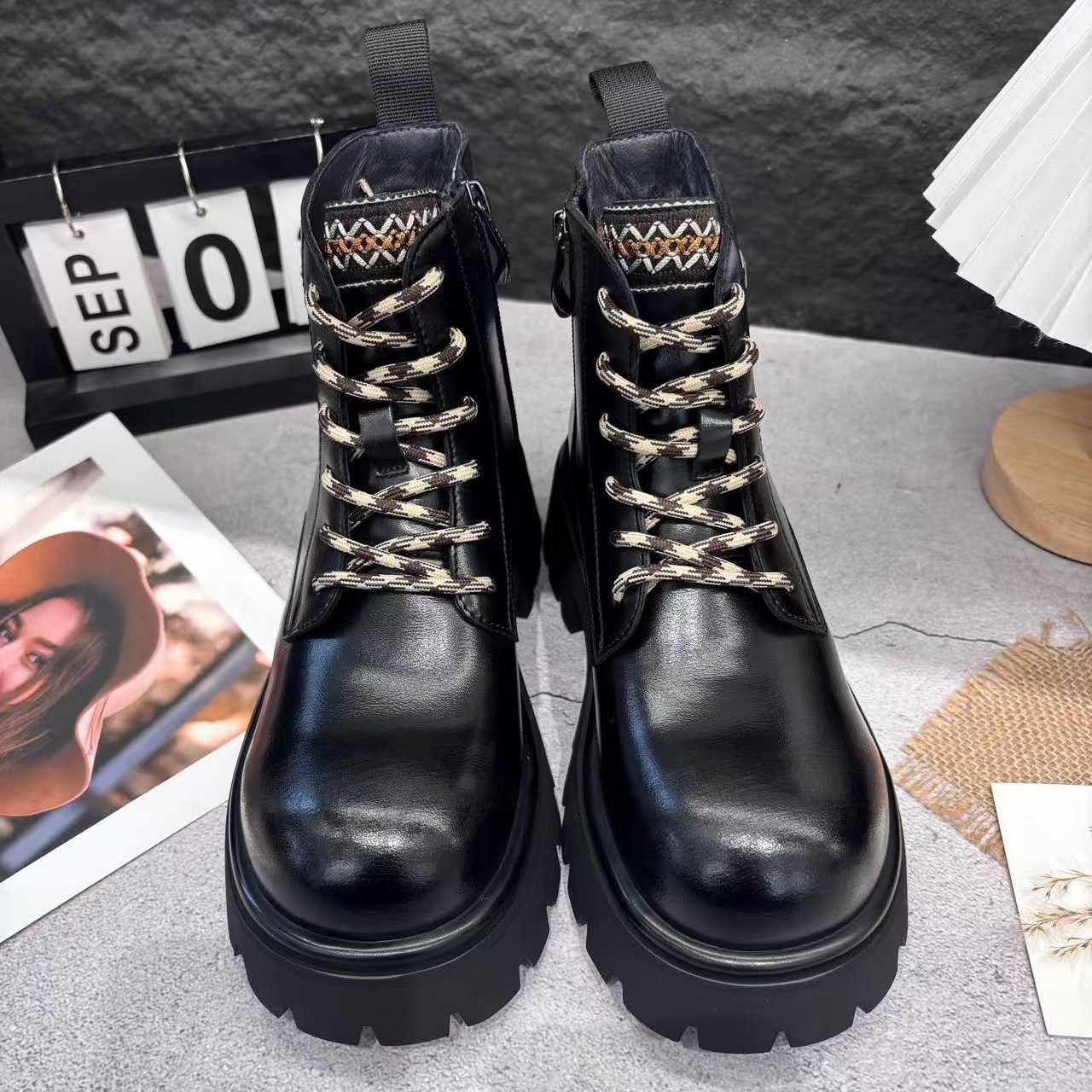 50-581玛莎玛索秋季新款二棉英伦风厚底马丁靴女靴