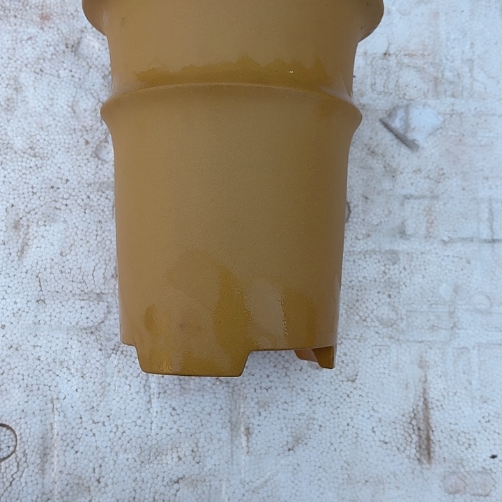 紫砂花盆微瑕仿古竹节黄色