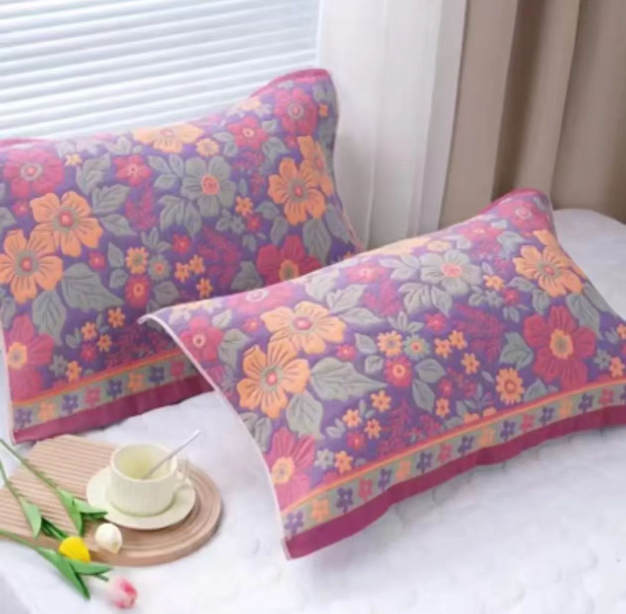 【亏本福利-到手一对】 轻奢舒适不掉色双人款枕巾一对装（颜色随机）