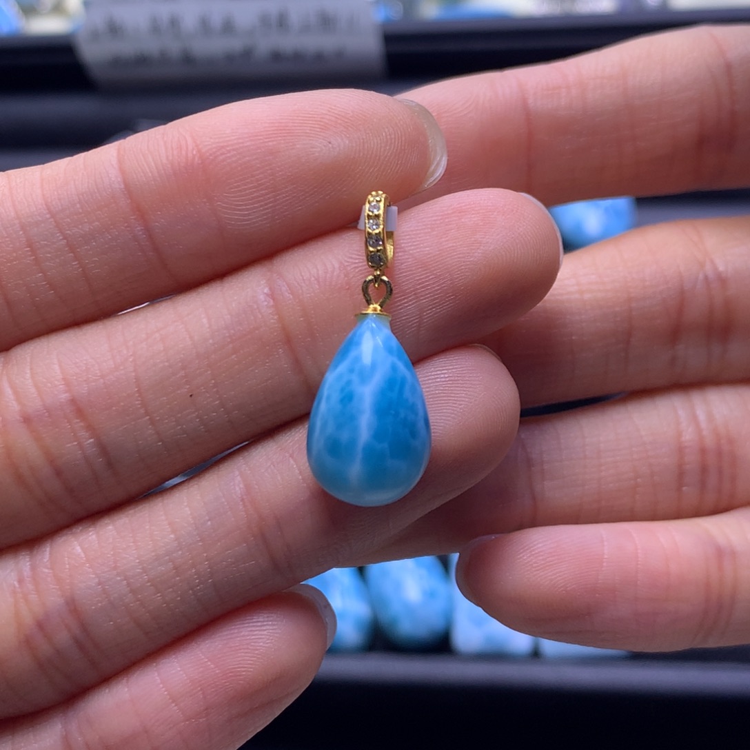 针钠钙石（海纹石）未镶嵌颈饰蛋面吊坠