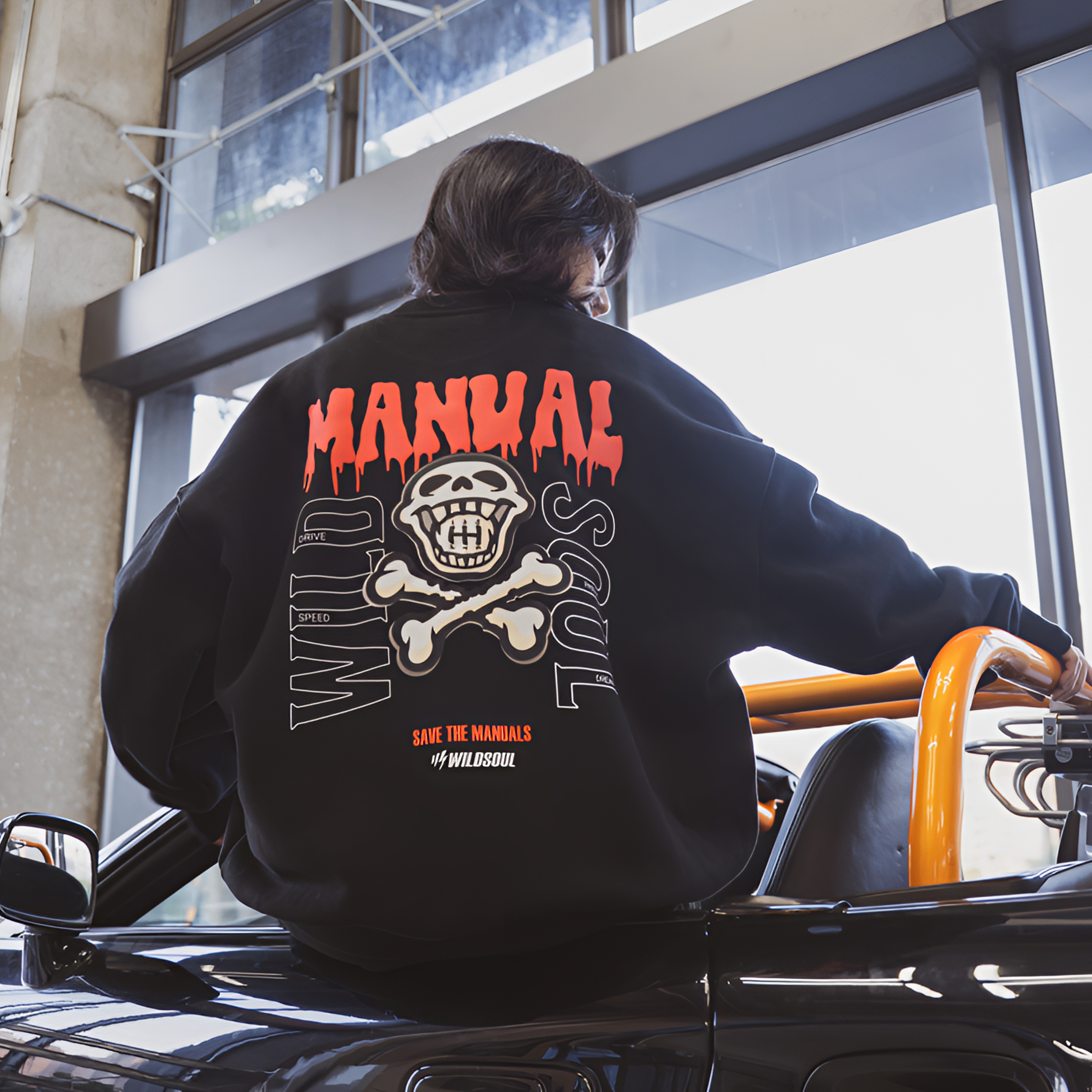 WILDSOUL【手波恶灵骑士立体发泡印花】重磅680克纯棉圆领宽松卫衣