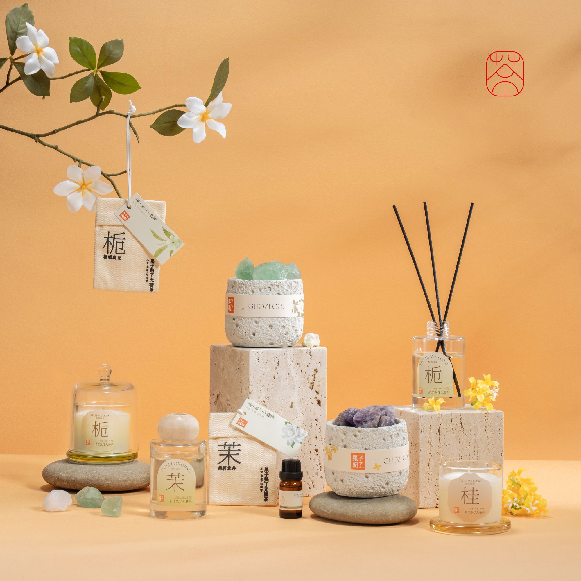 果子熟了定制周边栀子香薰蜡烛桂花茉莉香包金桂晶石香薰