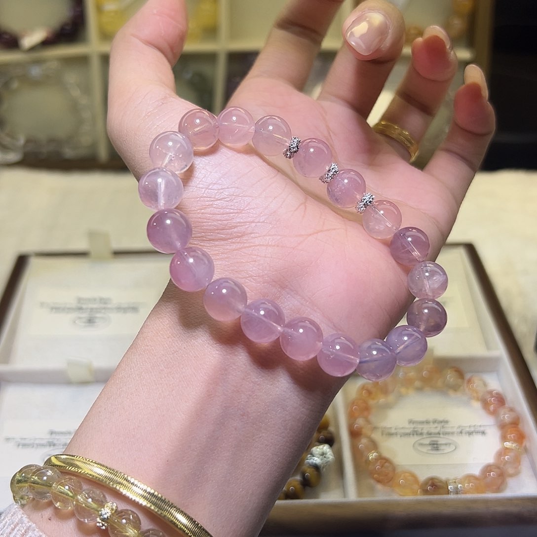 水晶手链未镶嵌水透体马粉10m （48鉴赏鉴赏）