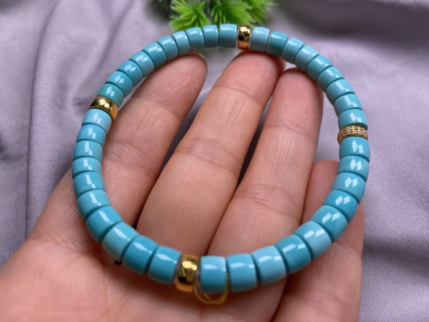 泰鑫绿松石天然玉石精品手串直切手串6mm