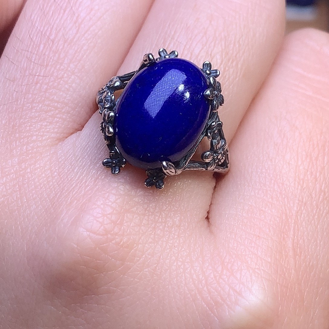 我***我青金石银S925镶嵌戒指20m