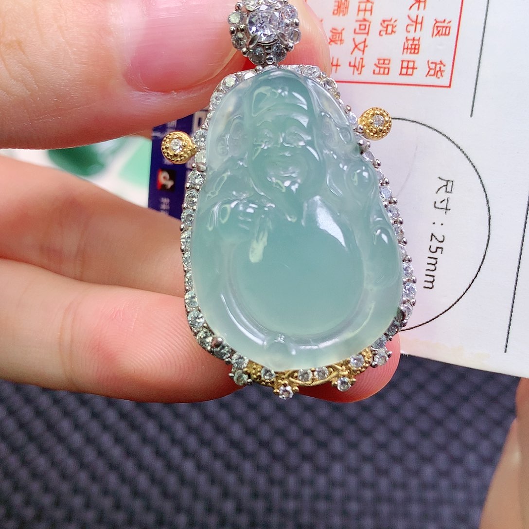 颈饰银S925镶嵌翡翠翡翠