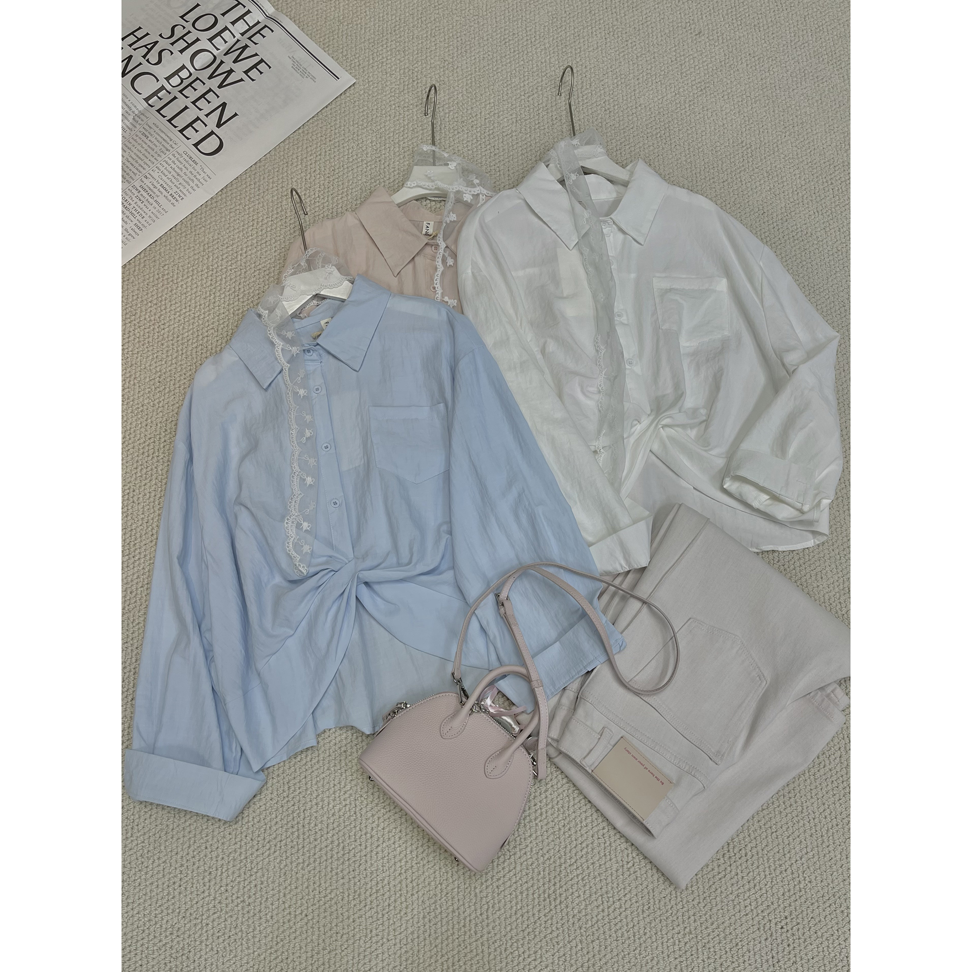 蕾丝飘带扭结衬衫9510（清）