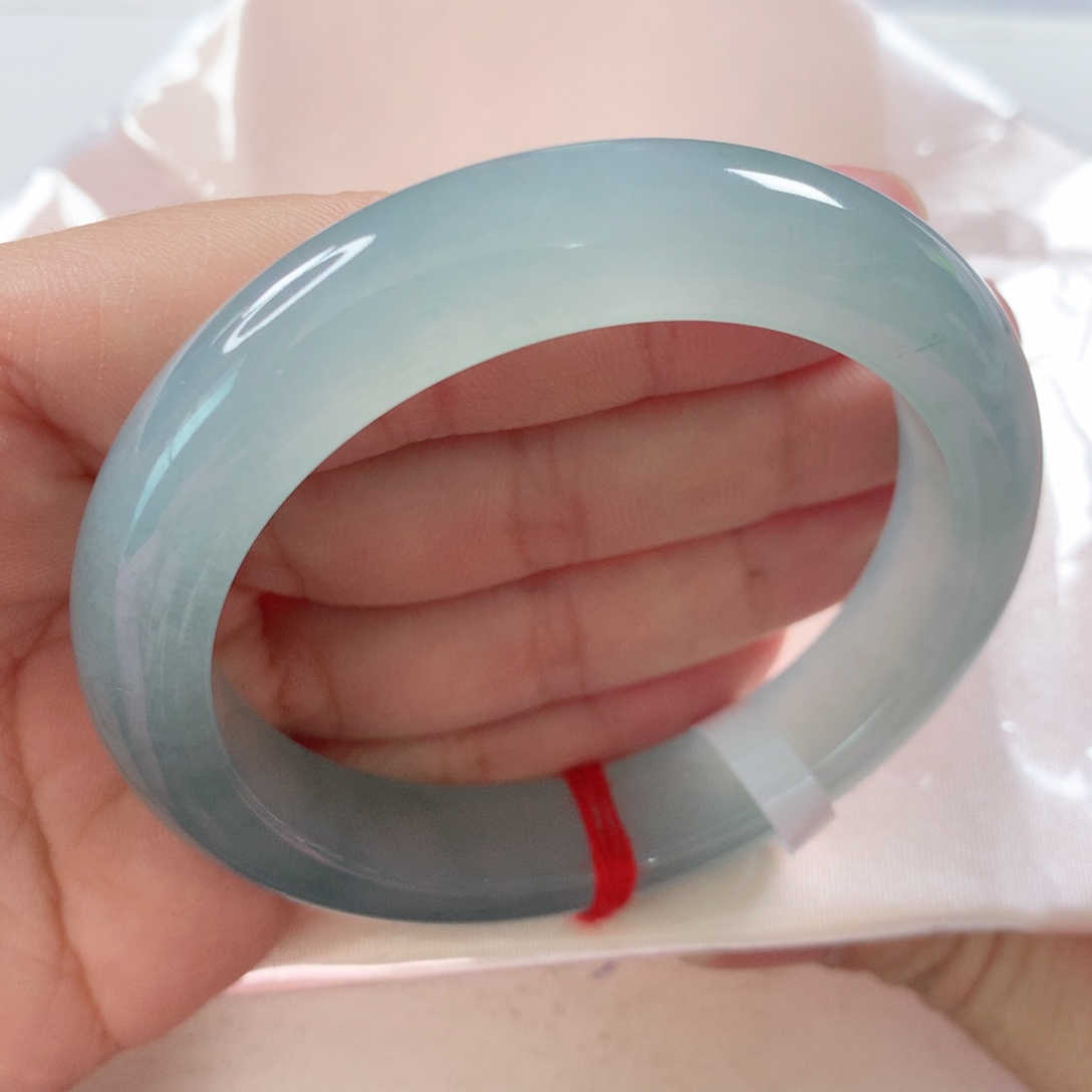 未镶嵌手镯翡翠冰透湖水蓝245