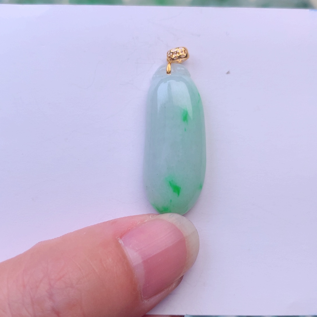 翡翠吊坠(不含链)18K金镶嵌