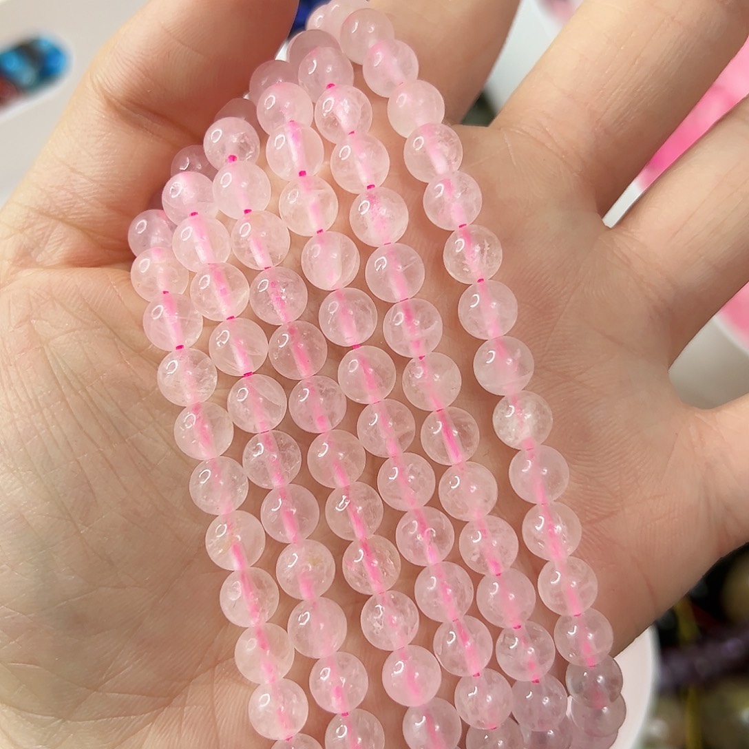 玛瑙/玉髓合金珠宝半成品 卡6粉水晶一条