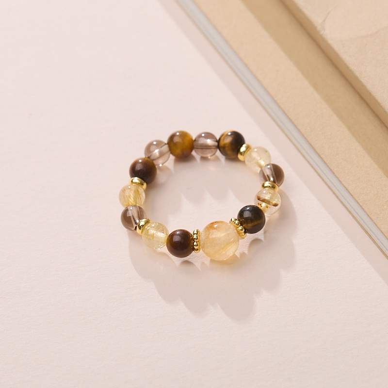 如愿阁天然上等金发晶金虎眼水晶戒指新中式国风设计款戒圈女款