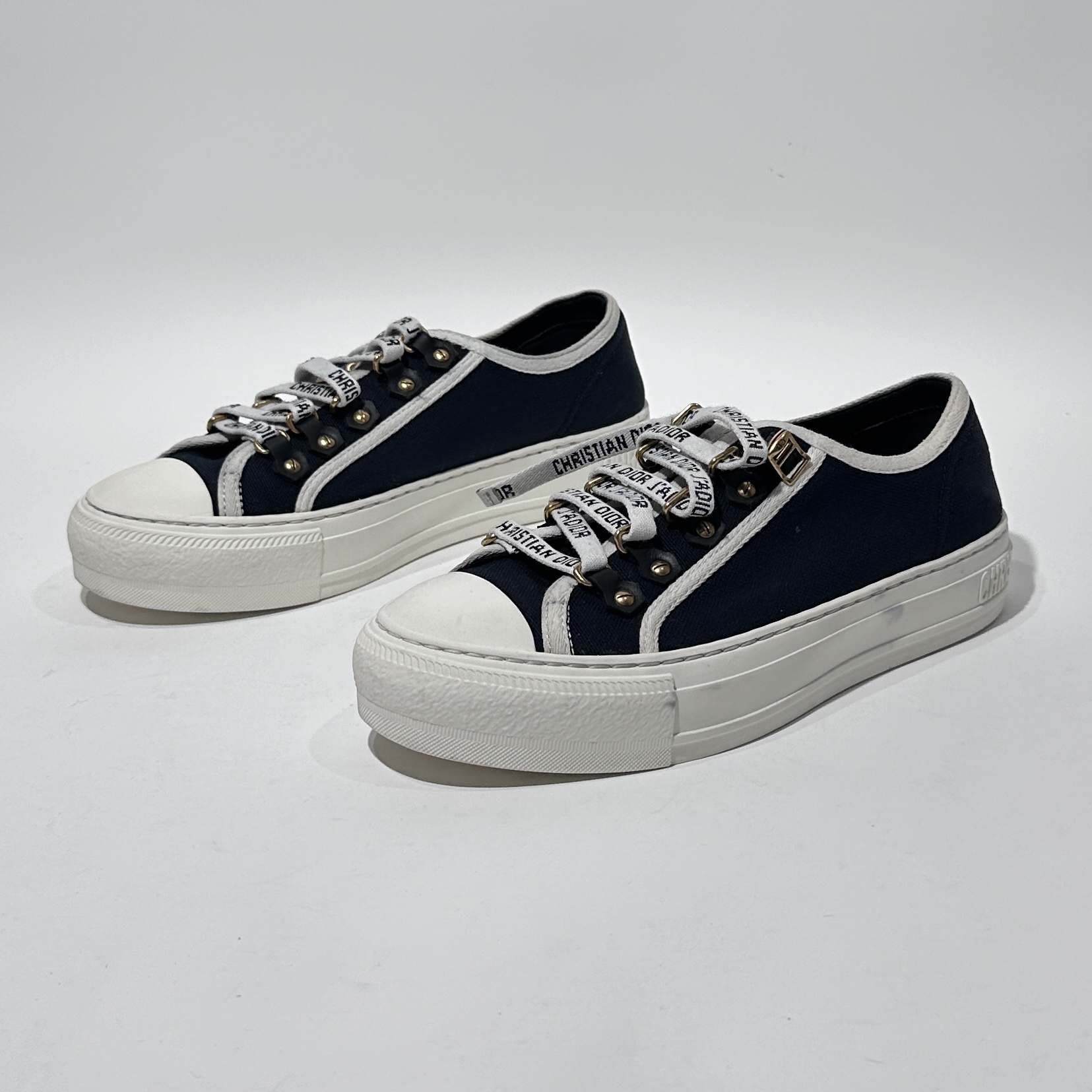 95新 DIOR/迪奥 35.5码 黑色时尚帆布板鞋/BXC1766