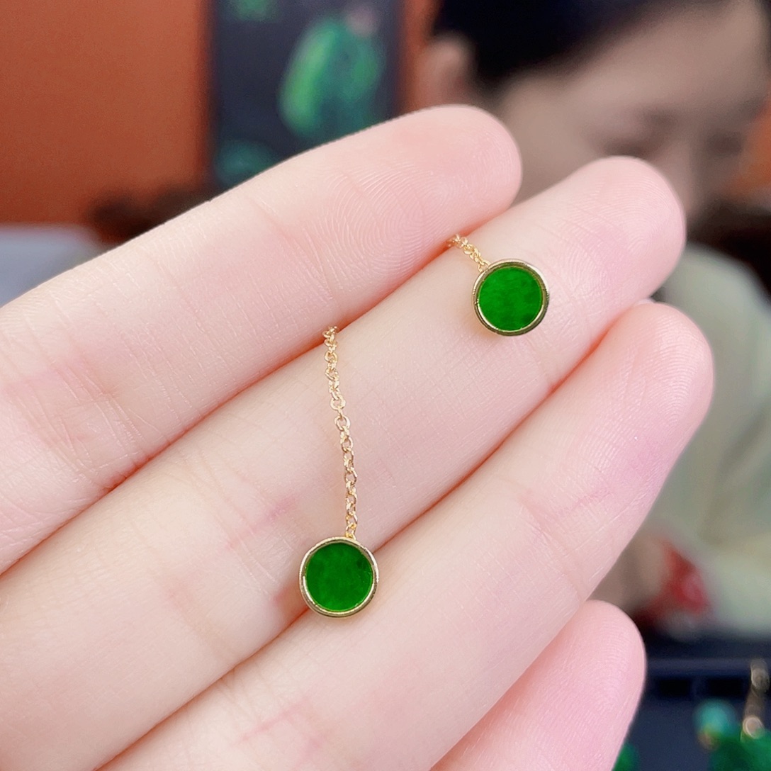 翡翠银S925镶嵌耳饰