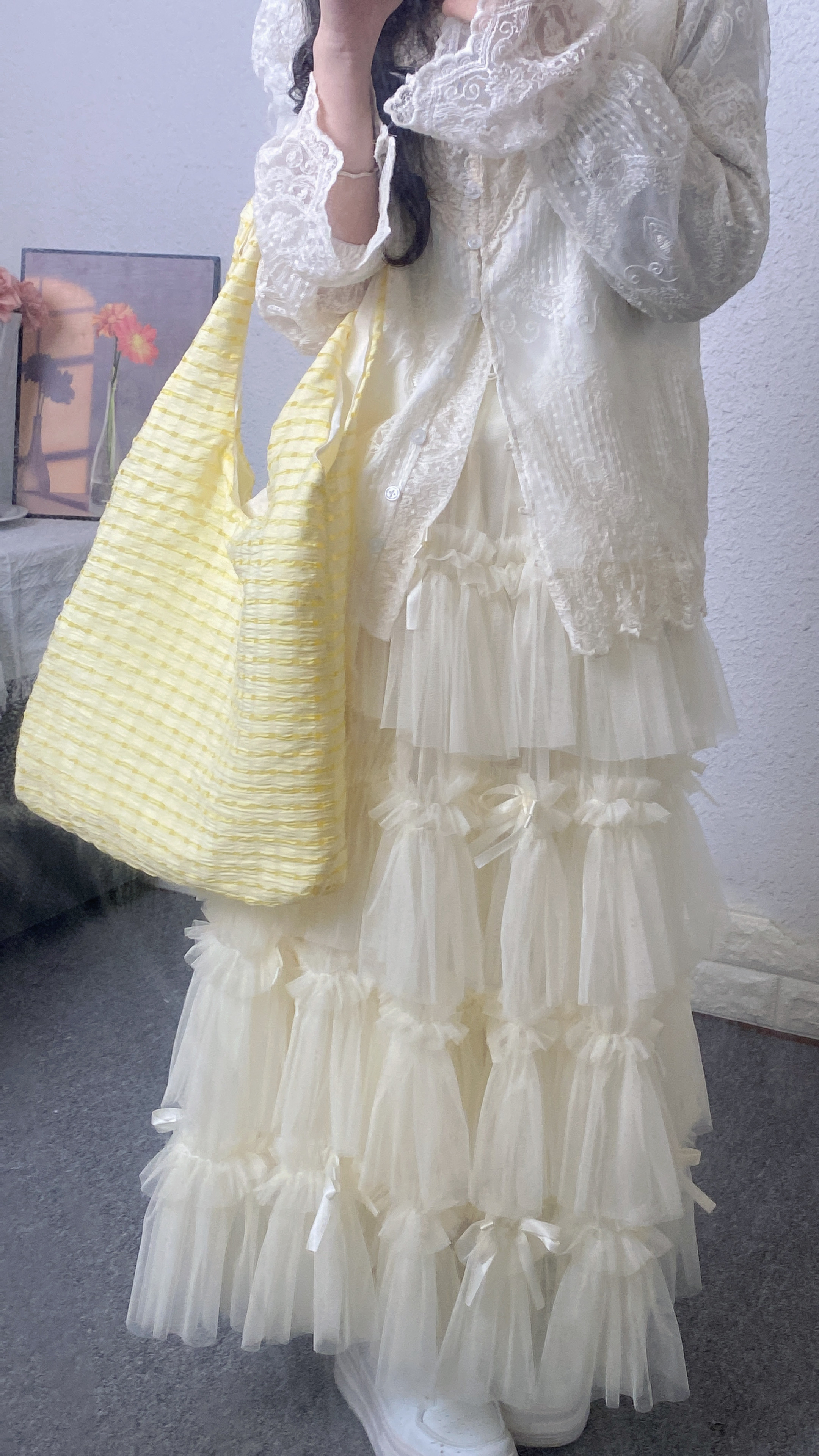 浪漫重工荷叶边蛋糕裙层次感蝴蝶结显瘦气质可爱A字裙半身纱裙