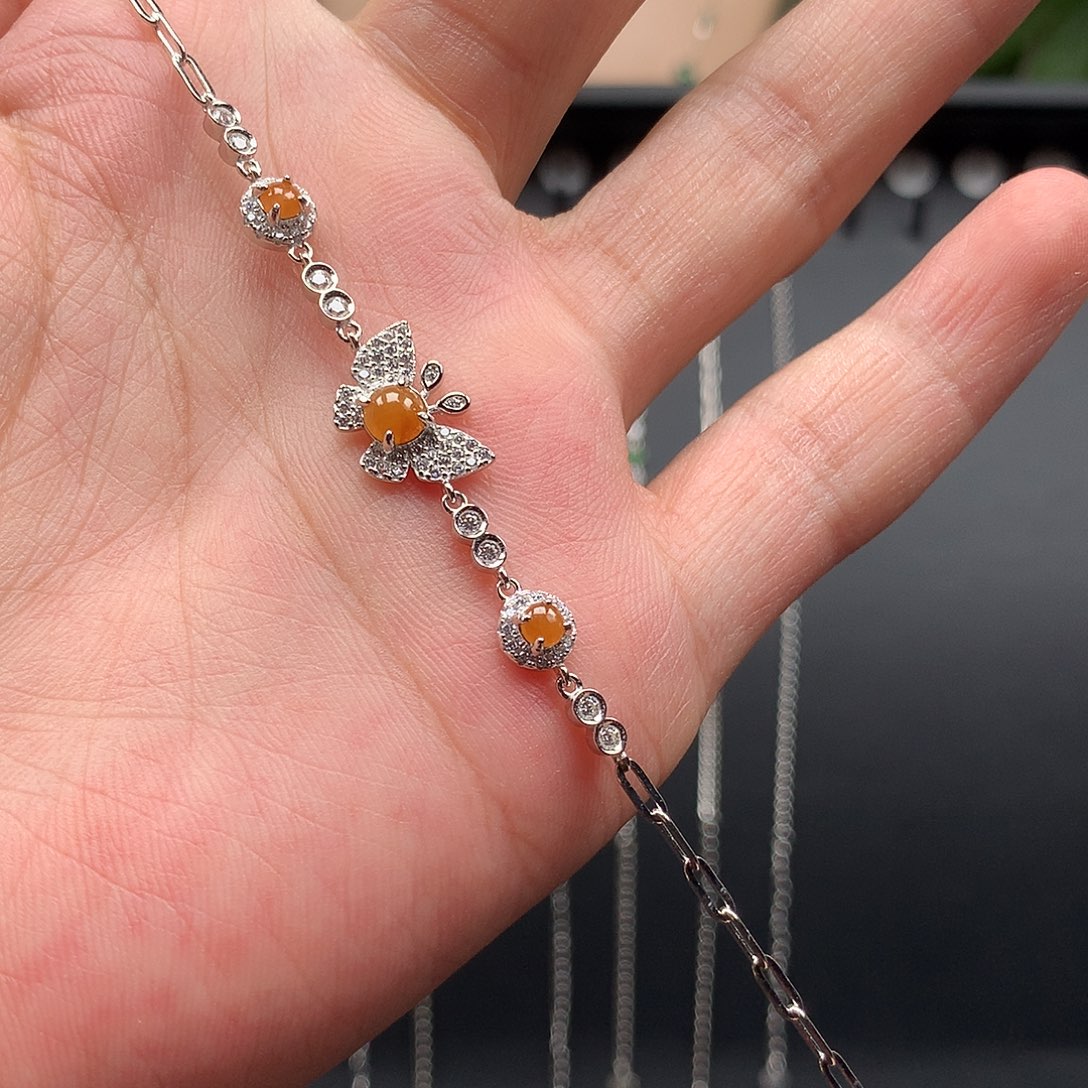 银S925镶嵌手链翡翠8888