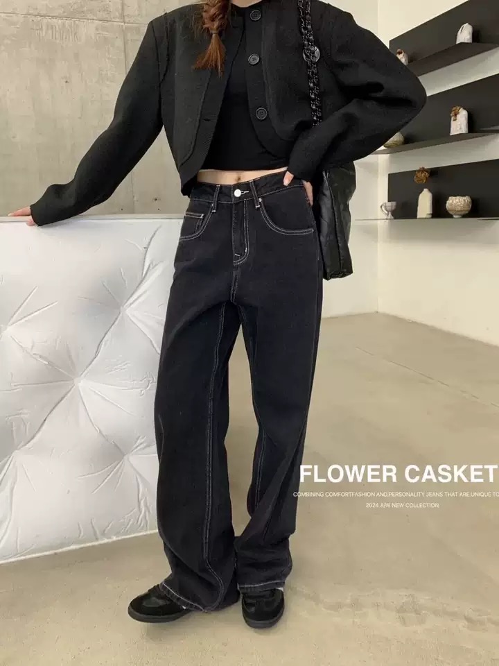 春季大牌轻奢感+高级感！卷边穿超级好看显瘦的直筒阔腿裤！