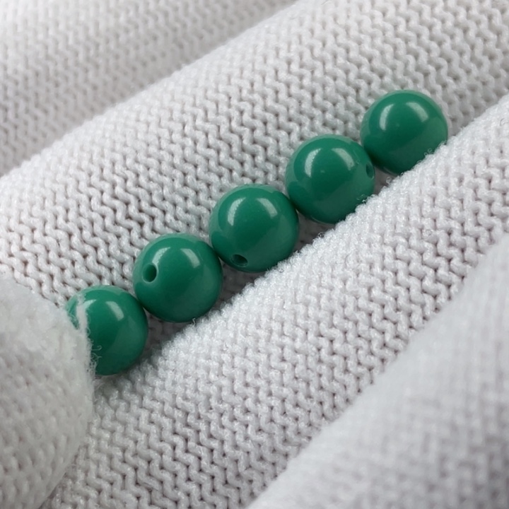 高瓷深绿色卡6圆珠一对