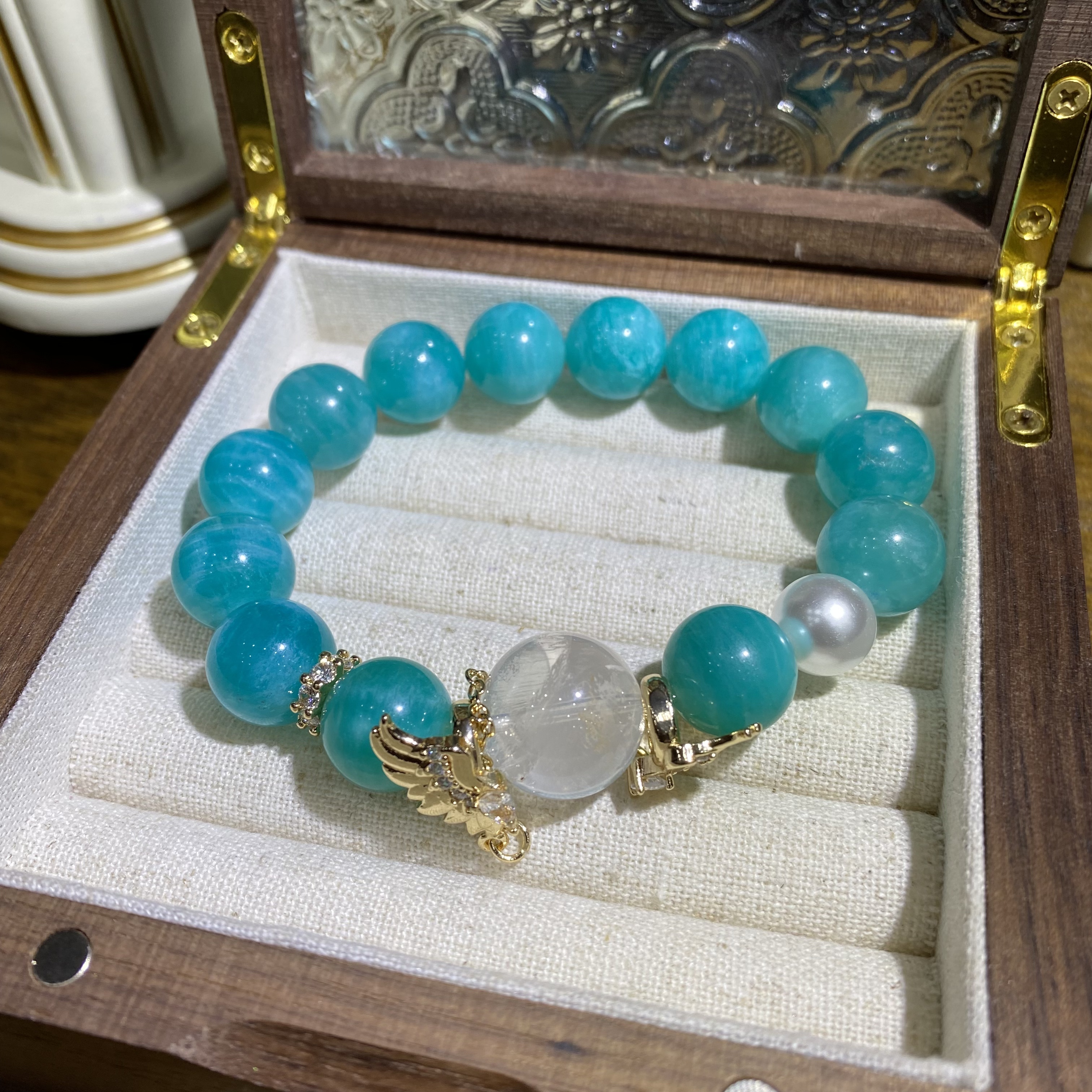 莫桑比克老矿料天河石手链-多样性发其一C209