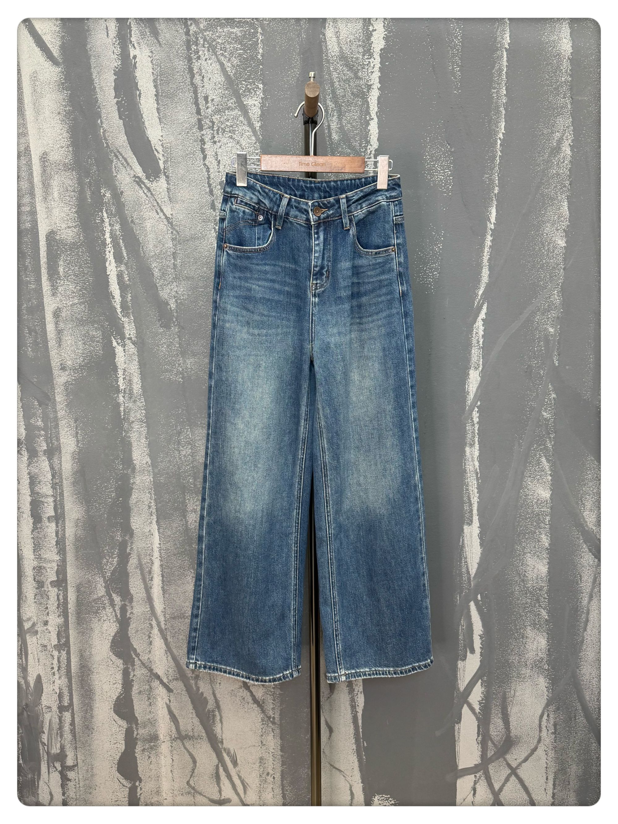 秋冬新款无弹直筒牛仔长裤（裤长105cm)（69202）原创设计女装