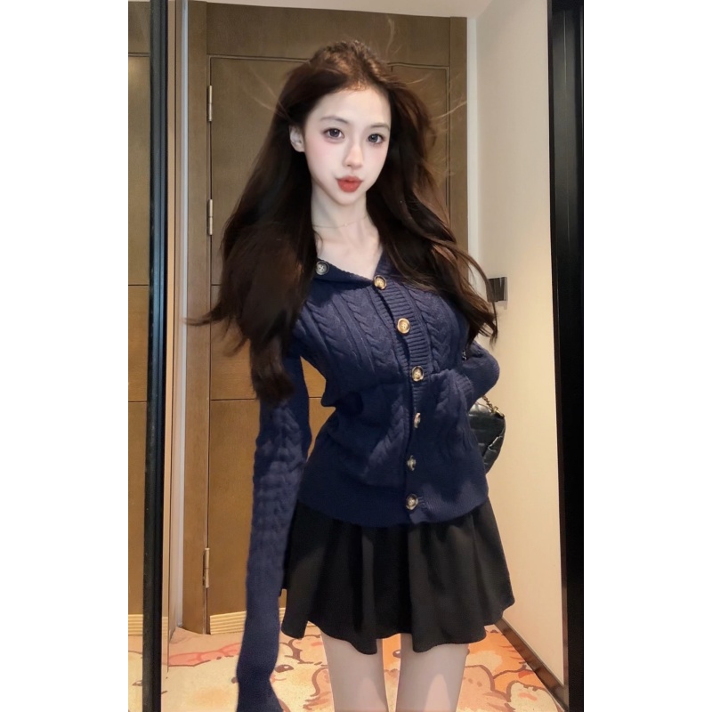 【XIAOBAWANG】法式INS风针织休闲风女毛针织衫小香风设计感秋季W