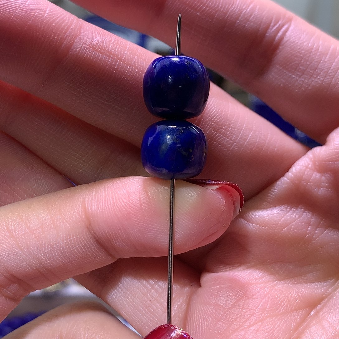 青金石未镶嵌天然原矿老型珠11.5 m