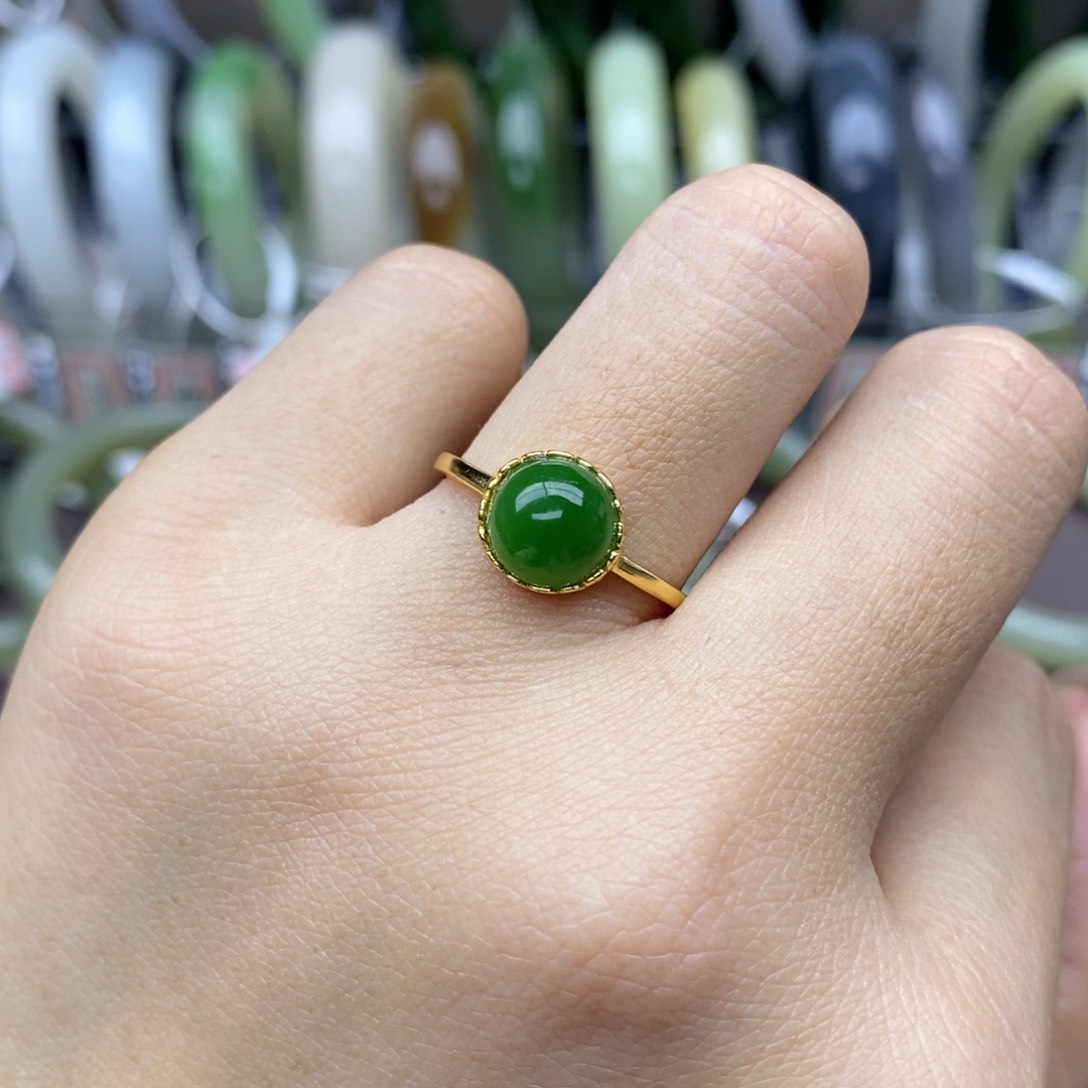 和田玉戒指银S925镶嵌四**夏