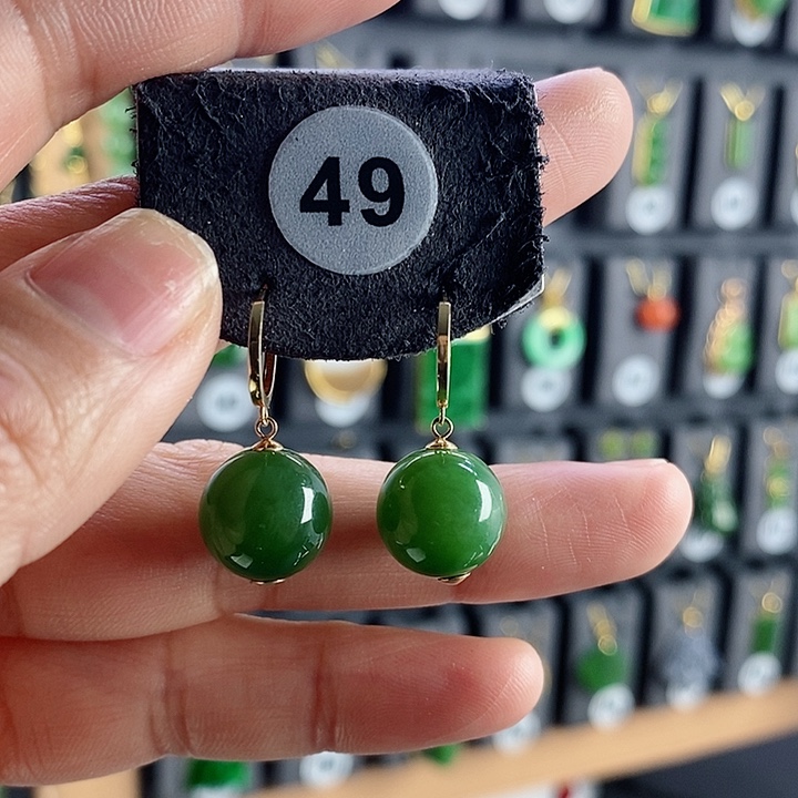 和田玉耳饰18K金镶嵌