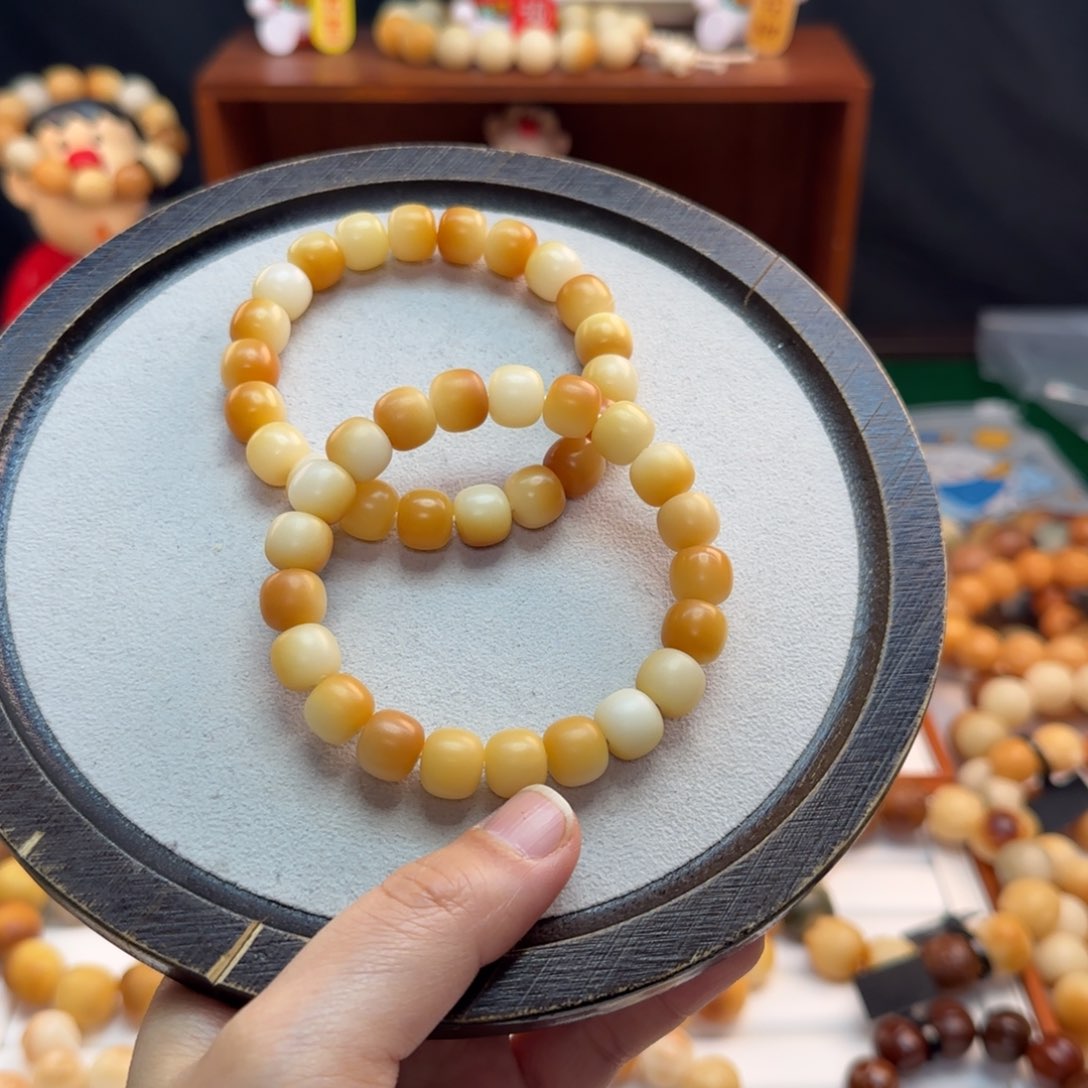 菩提根/象牙果手串卡10桶珠干磨瑕疵两条