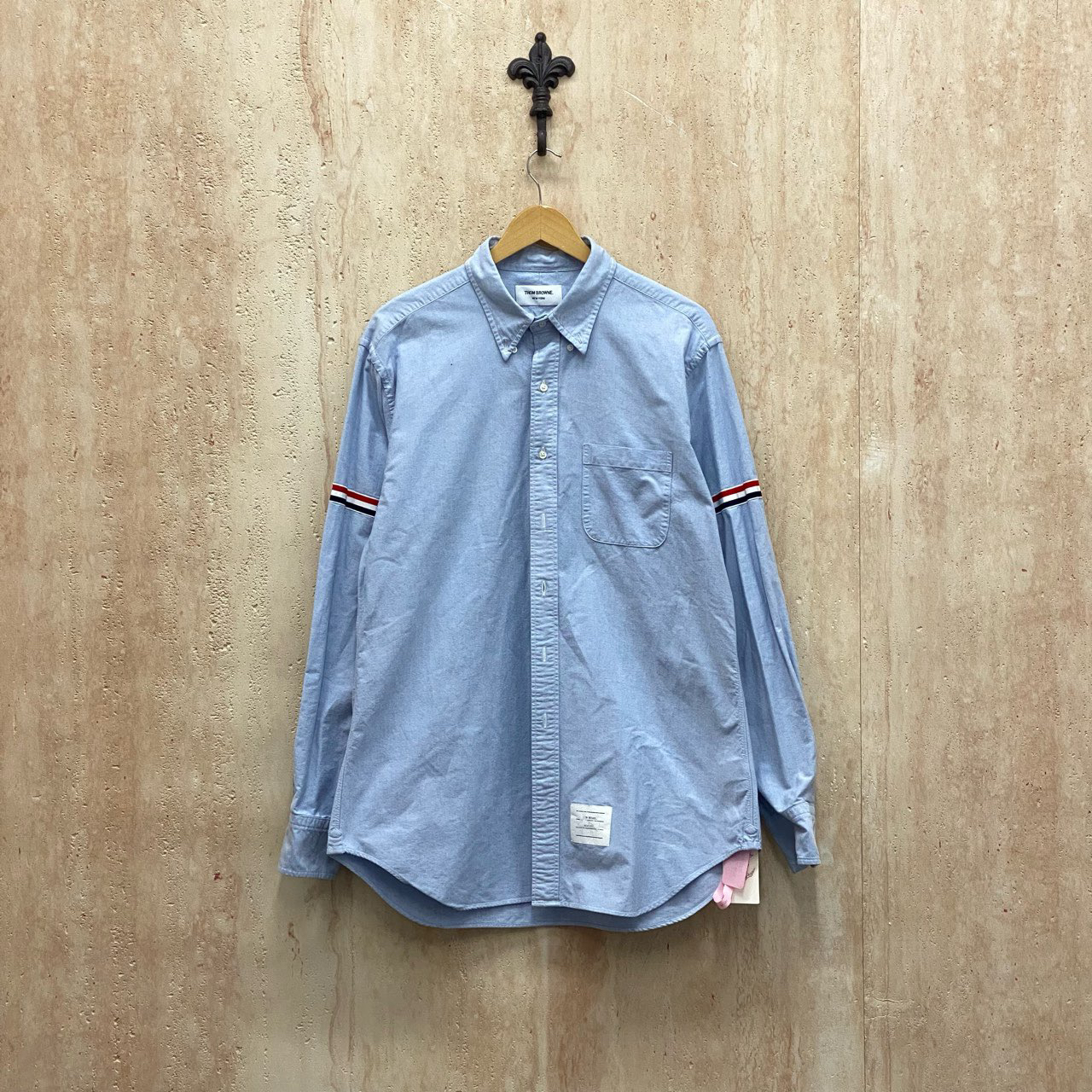 99新 THOMBROWNE Thom Browne 蓝色彩条袖标衬衫/5码/99新/31265