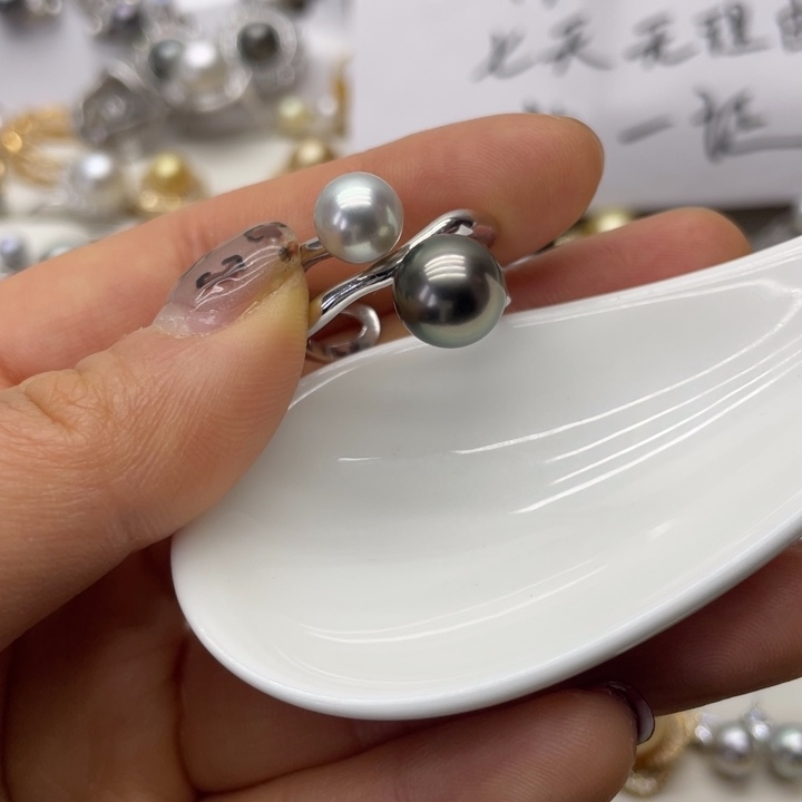 海水珍珠戒指银S925镶嵌