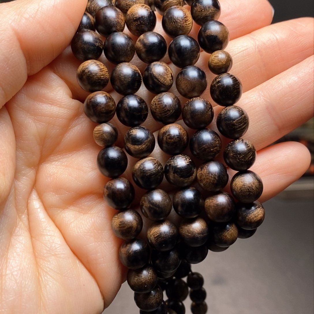 沉香手串风**提越南芽庄白棋楠瘤疤0.8×108