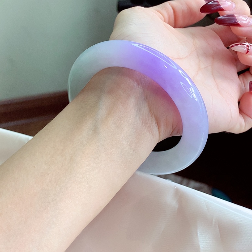 【闪购商品】翡翠手镯未镶嵌57 冰紫胖圆 灵