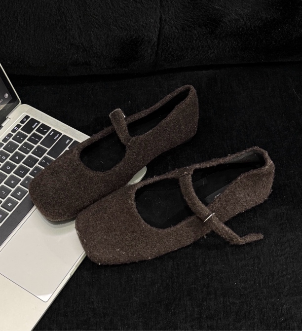 SUSU小众法式方头玛丽珍百搭一脚蹬低跟单鞋1588-12（店2）