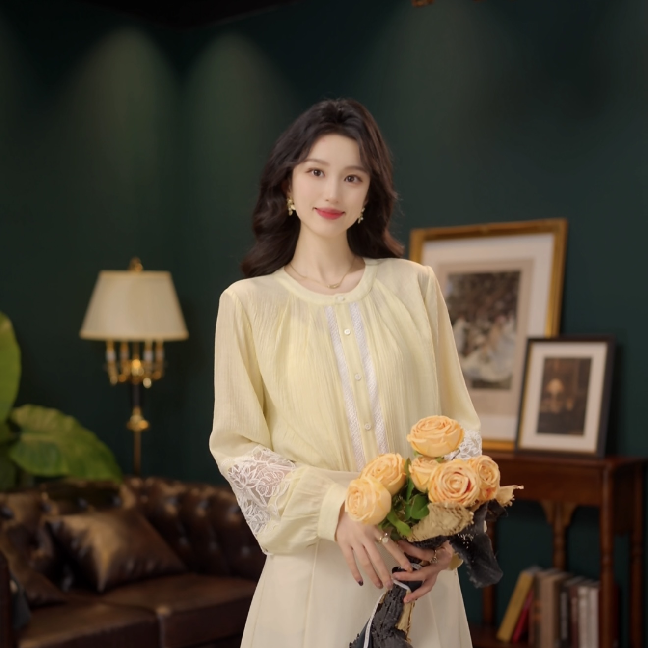 琦琦【麦田诗】港风复古纯色衬衫女宽松显瘦上衣YS1113208