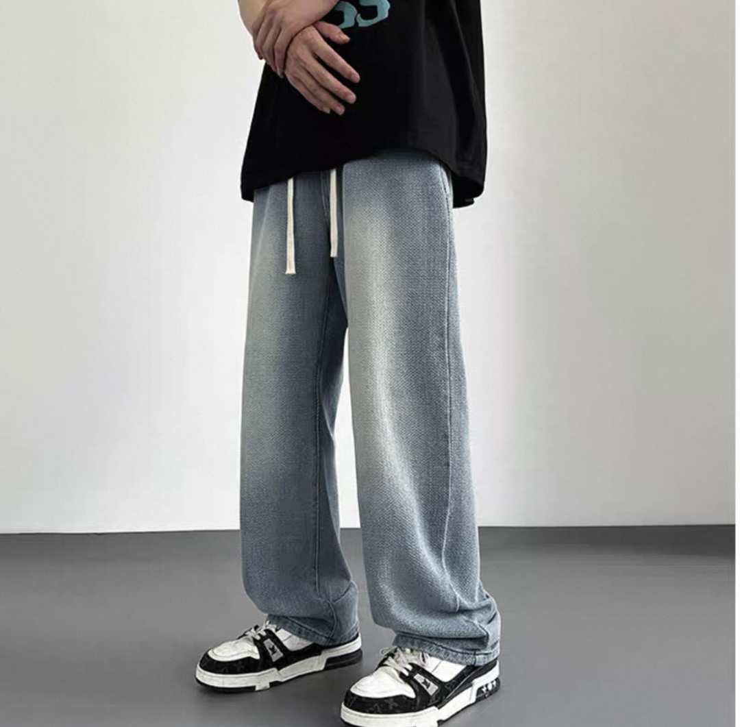 【工厂尾货*默认微瑕2】2025早秋新款直筒阔腿牛仔裤男美式弯刀裤